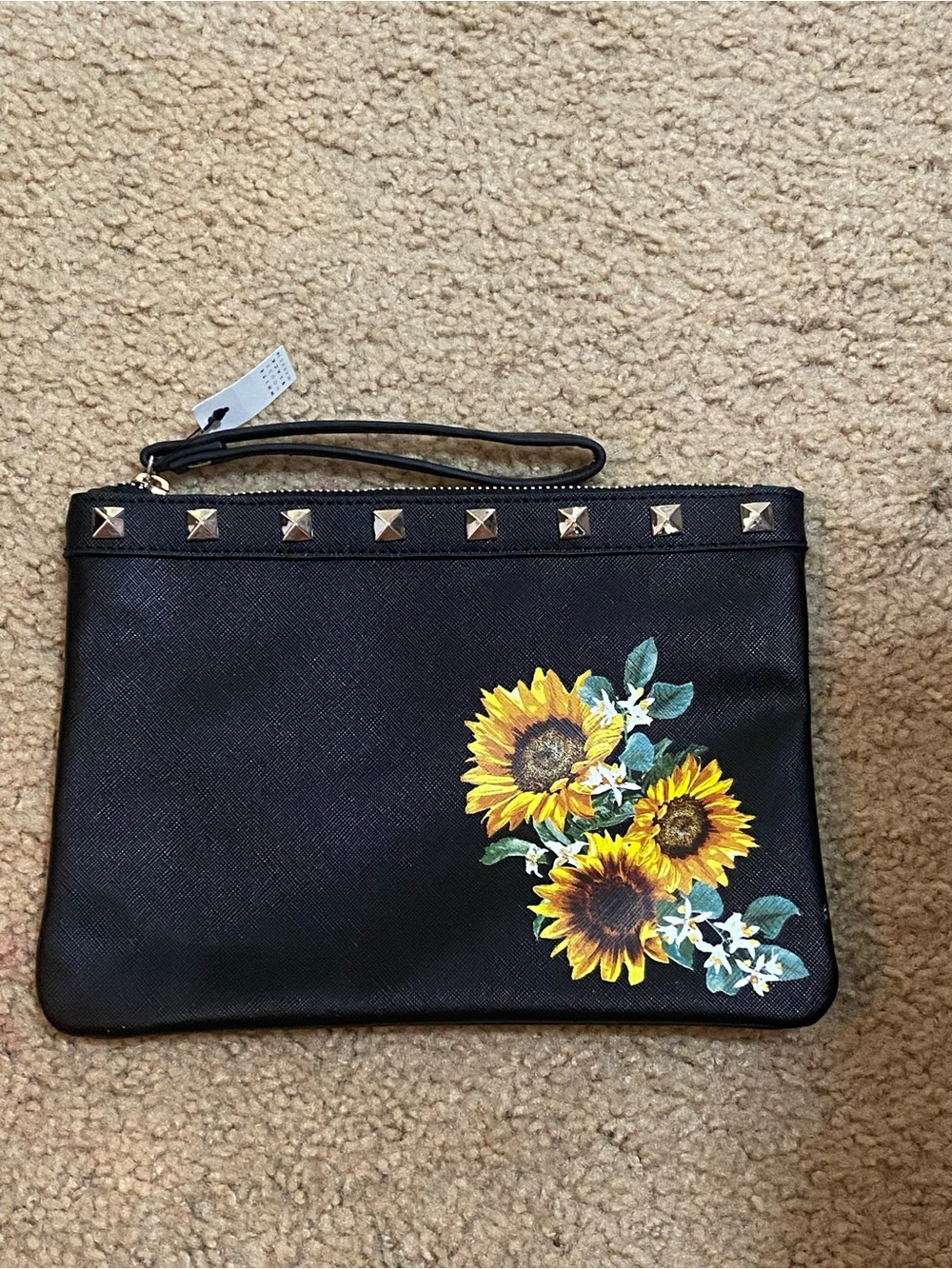 White House Black Market Black Sunflower Studded Wristlet - Picture 5 of 7